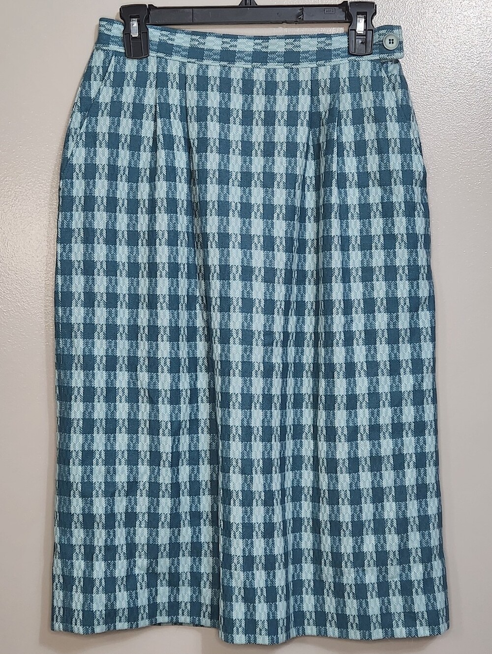 Vintage Pendleton Women’s Blue Checked Wool Pencil Skirt Size 10